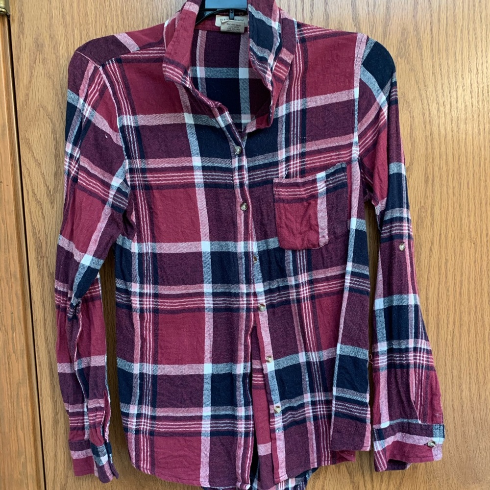 Purple plaid button up